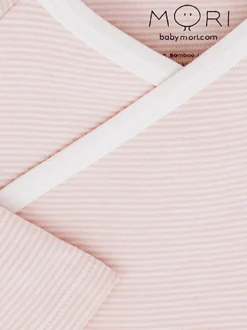 MORI Pink Blush Stripe Long Sleeve Supersoft Kimono Bodysuit