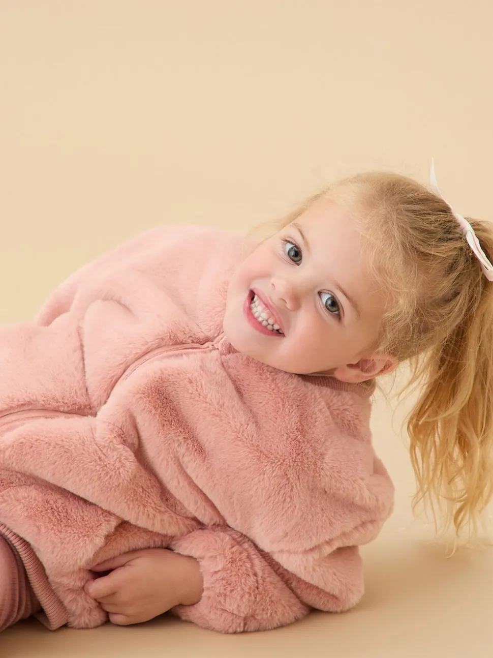 MORI Pink Faux Fur Cosy Zip Up Bomber Jacket