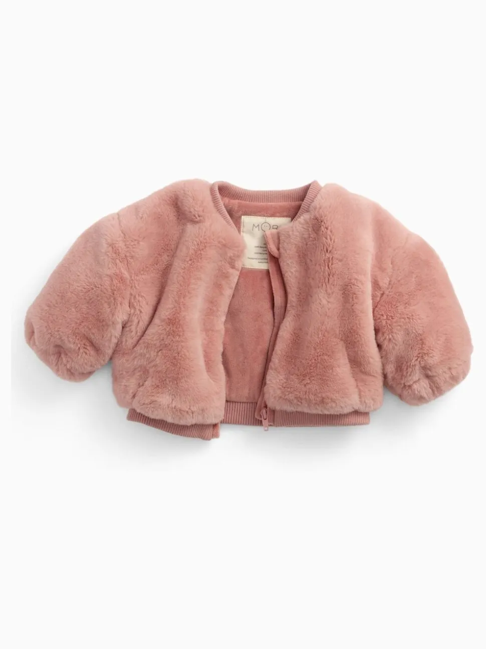 MORI Pink Faux Fur Cosy Zip Up Bomber Jacket