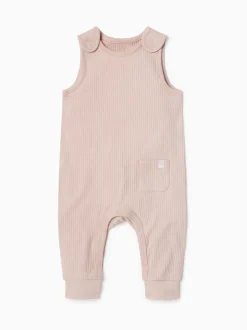 MORI Pink Ribbed Romper Dungarees