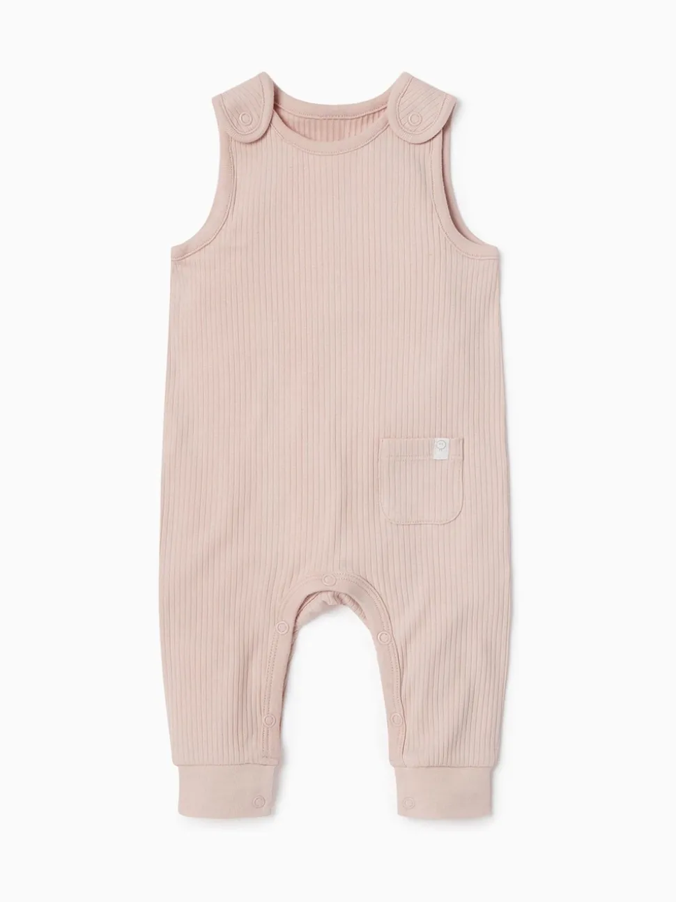 MORI Pink Ribbed Romper Dungarees