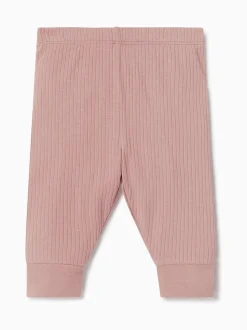 MORI Pink Ribbed Stretch Comfy Baby Leggings