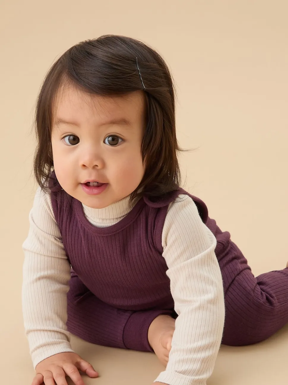 MORI Purple Ribbed Romper Dungarees