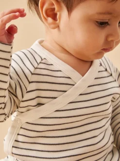 MORI White/Black Long Sleeve Supersoft Kimono Bodysuit