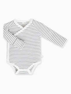 MORI White/Black Long Sleeve Supersoft Kimono Bodysuit