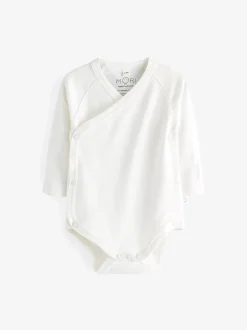 MORI White Long Sleeve Supersoft Kimono Bodysuit