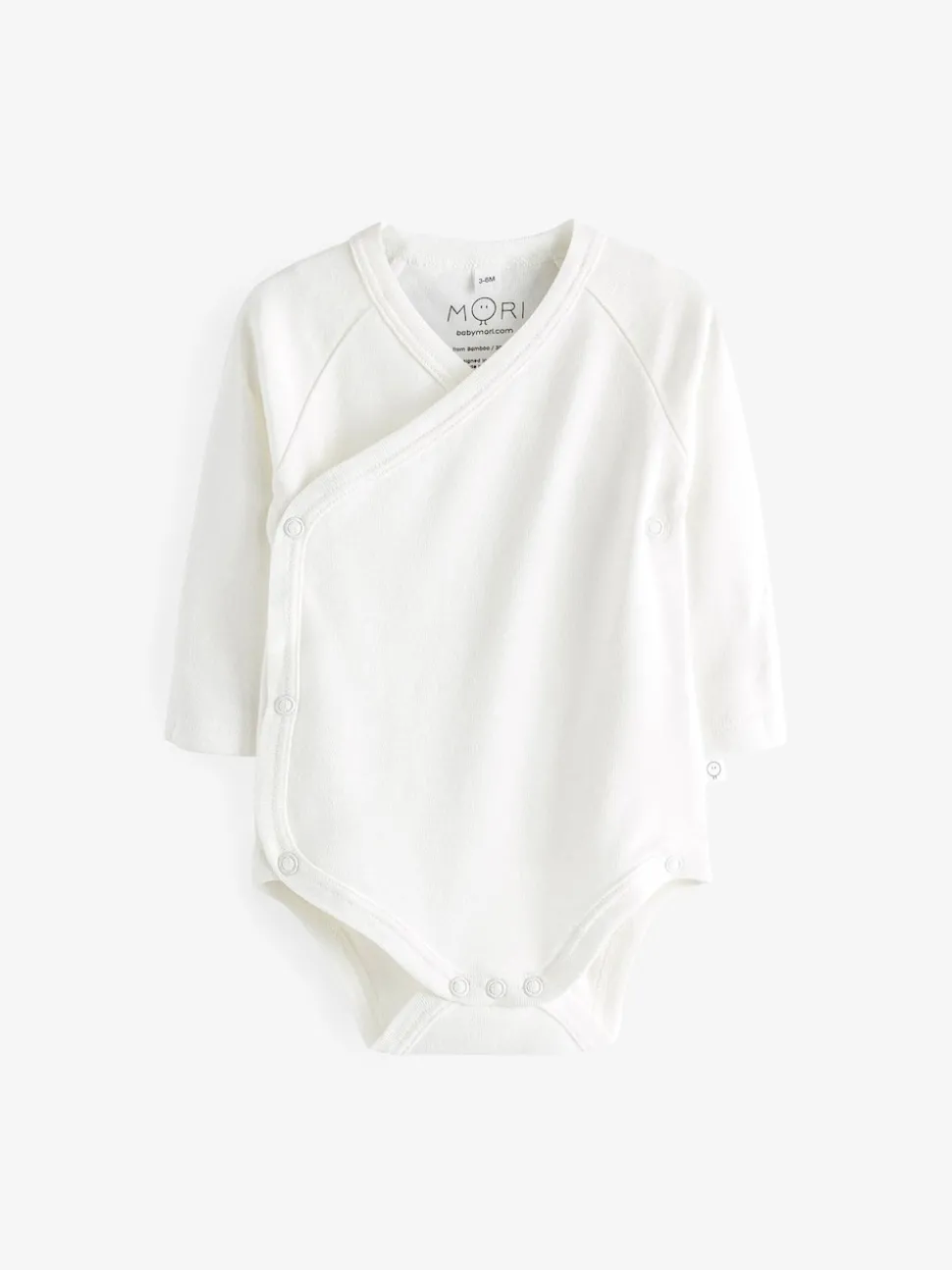 MORI White Long Sleeve Supersoft Kimono Bodysuit