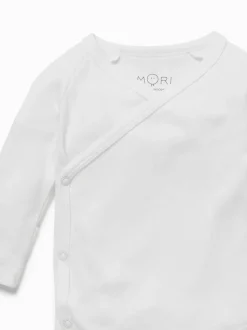 MORI White Long Sleeve Supersoft Kimono Bodysuit