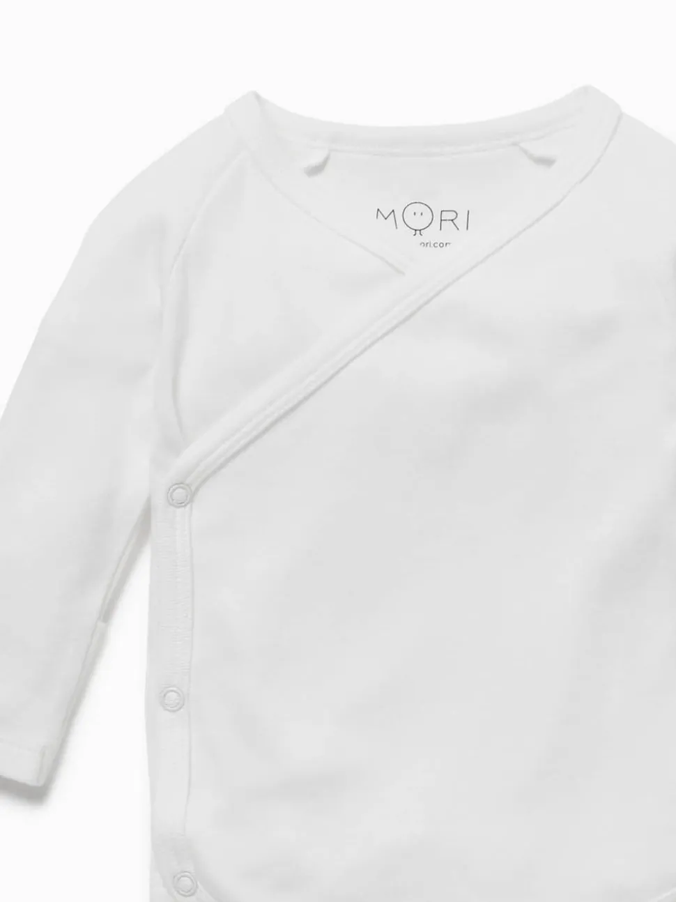MORI White Long Sleeve Supersoft Kimono Bodysuit