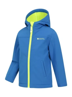 Mountain Warehouse Aqua Blue Exodus Kids Water Resistant Softshell Jacket