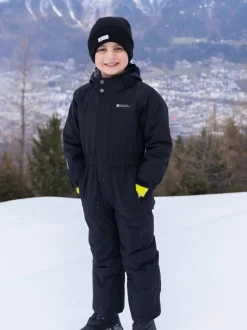 Mountain Warehouse Black Cloud Kids All In One Waterproof Fleece Lined Snowsuit