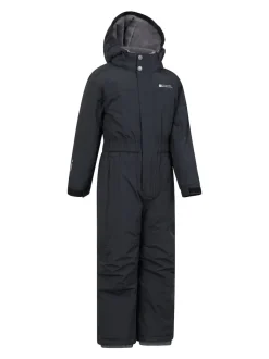 Mountain Warehouse Black Cloud Kids All In One Waterproof Fleece Lined Snowsuit
