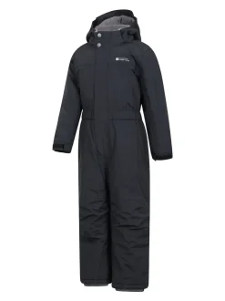 Mountain Warehouse Black Cloud Kids All In One Waterproof Fleece Lined Snowsuit