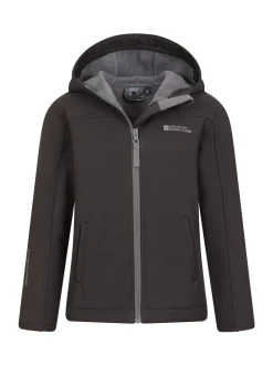 Mountain Warehouse Black Exodus Kids Water Resistant Softshell Jacket