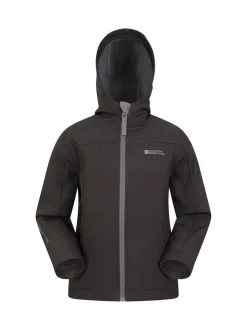 Mountain Warehouse Black Exodus Kids Water Resistant Softshell Jacket