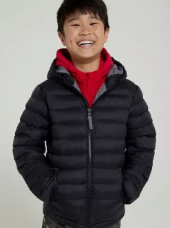 Mountain Warehouse Black Seasons II Kids Water-Resistant Padded Jacket