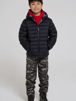 Mountain Warehouse Black Seasons II Kids Water-Resistant Padded Jacket