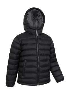 Mountain Warehouse Black Seasons II Kids Water-Resistant Padded Jacket