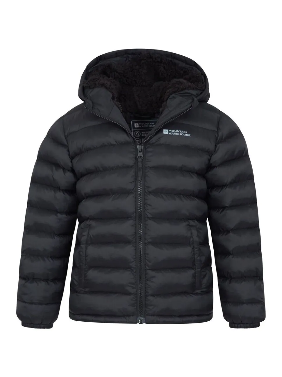 Mountain Warehouse Black Seasons Water Resistant Faux Fur Lined Padded Jacket
