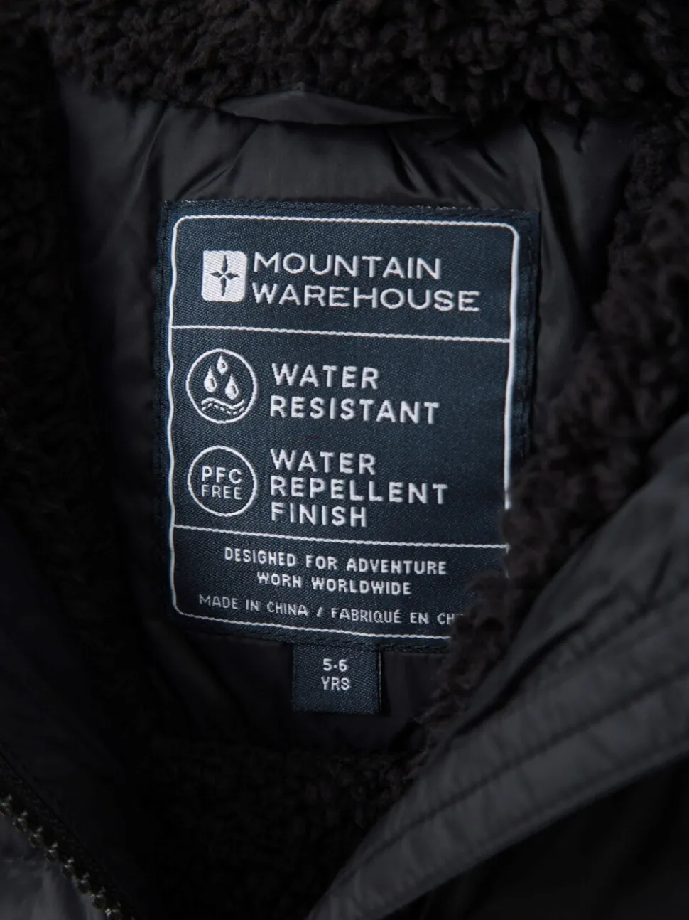 Mountain Warehouse Black Seasons Water Resistant Faux Fur Lined Padded Jacket