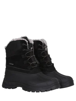 Mountain Warehouse Black Sledge Waterproof Borg Line Snow Boots