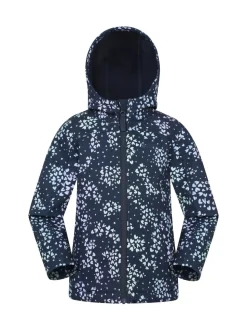 Mountain Warehouse Blue Exodus Kids Printed Water-Resistant Softshell Jacket