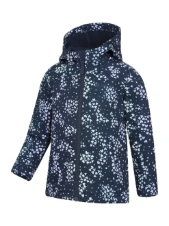 Mountain Warehouse Blue Exodus Kids Printed Water-Resistant Softshell Jacket