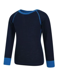 Mountain Warehouse Blue Merino II Kids Round Neck Thermal Top