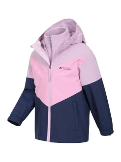 Mountain Warehouse Blue/Pink Lightning II Kids 3-in-1 Waterproof Jacket