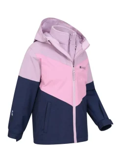 Mountain Warehouse Blue/Pink Lightning II Kids 3-in-1 Waterproof Jacket