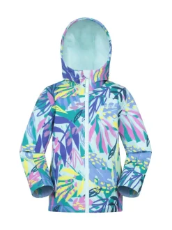 Mountain Warehouse Blue/Pink Exodus Kids Printed Water-Resistant Softshell Jacket