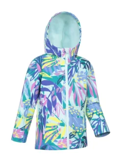 Mountain Warehouse Blue/Pink Exodus Kids Printed Water-Resistant Softshell Jacket