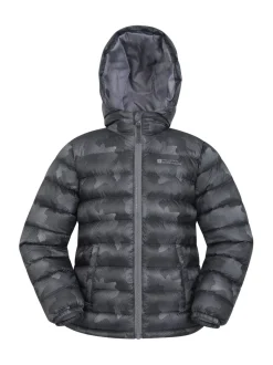 Mountain Warehouse Dark Black Seasons Printed Water-Resistant Padded Jacket