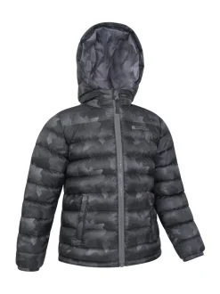 Mountain Warehouse Dark Black Seasons Printed Water-Resistant Padded Jacket