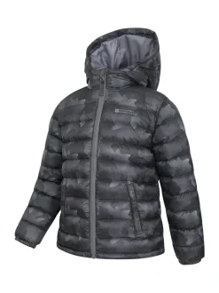 Mountain Warehouse Dark Black Seasons Printed Water-Resistant Padded Jacket