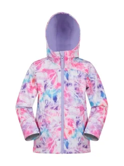 Mountain Warehouse Dark Pink Exodus Kids Printed Water-Resistant Softshell Jacket