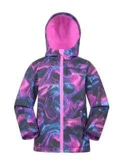 Mountain Warehouse Dark Purple Exodus Kids Printed Water-Resistant Softshell Jacket