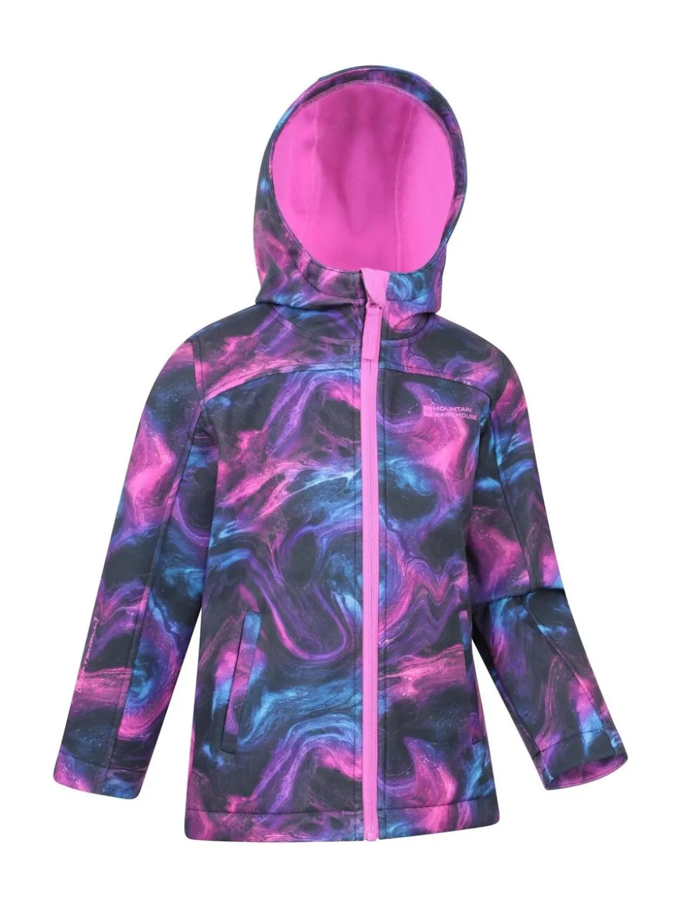 Mountain Warehouse Dark Purple Exodus Kids Printed Water-Resistant Softshell Jacket