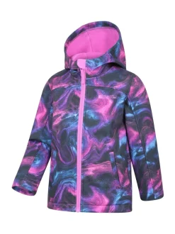 Mountain Warehouse Dark Purple Exodus Kids Printed Water-Resistant Softshell Jacket