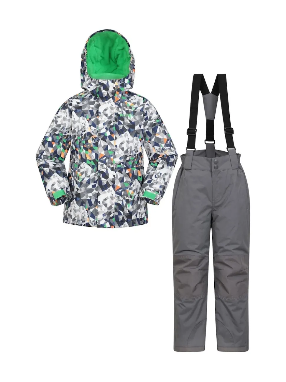 Mountain Warehouse Grey Fleece Lined Printed Snow Ski Jacket And Trousers Set