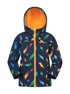 Mountain Warehouse Navy Exodus Kids Printed Water-Resistant Softshell Jacket