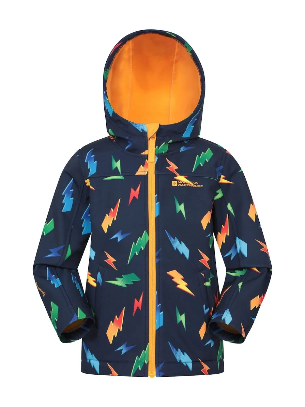 Mountain Warehouse Navy Exodus Kids Printed Water-Resistant Softshell Jacket