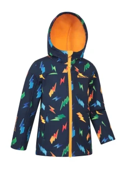 Mountain Warehouse Navy Exodus Kids Printed Water-Resistant Softshell Jacket