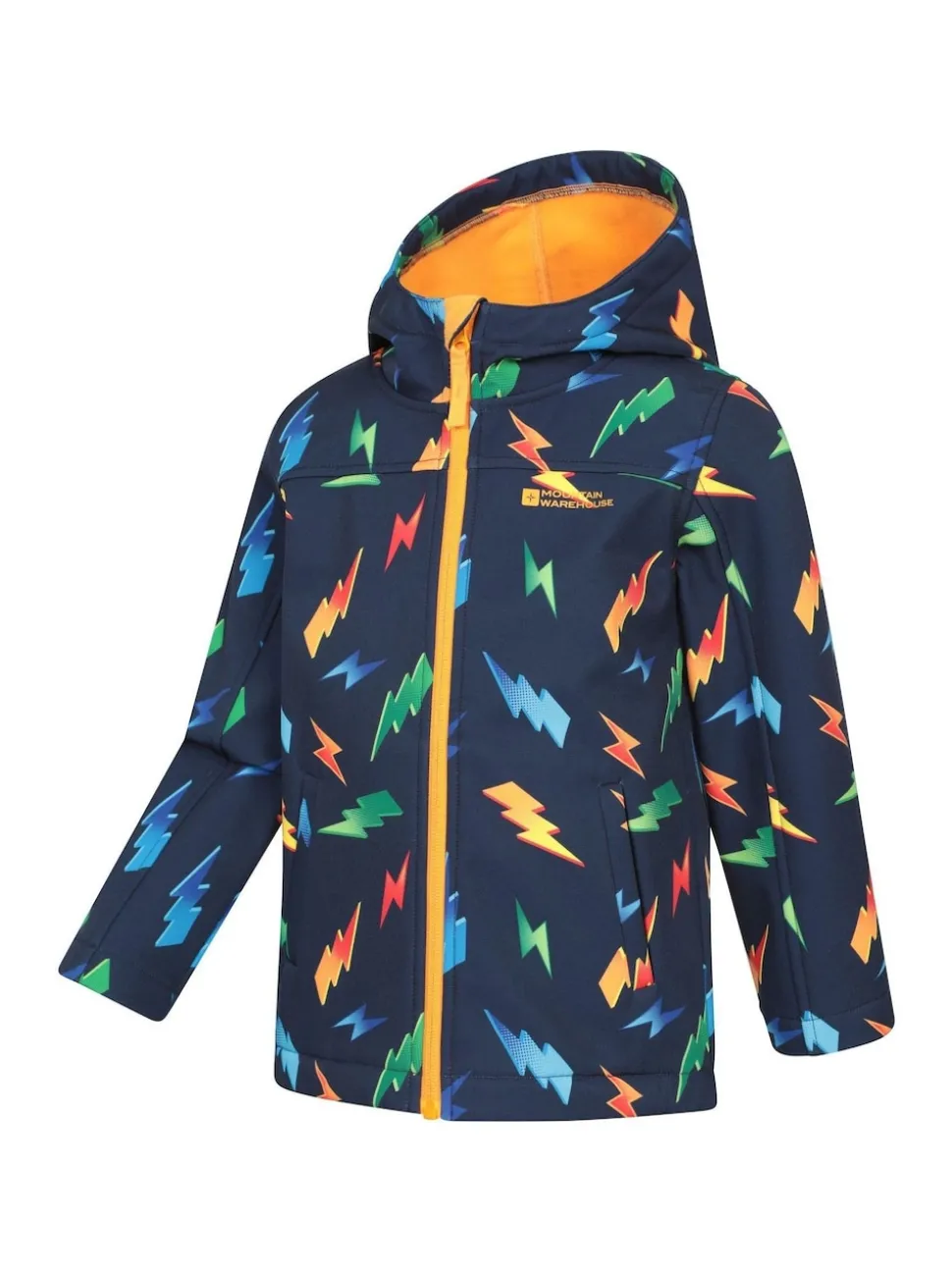 Mountain Warehouse Navy Exodus Kids Printed Water-Resistant Softshell Jacket