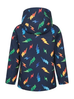 Mountain Warehouse Navy Exodus Kids Printed Water-Resistant Softshell Jacket