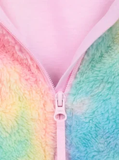 Mountain Warehouse Pink Kids Rainbow Cosy Full Zip Hoodie