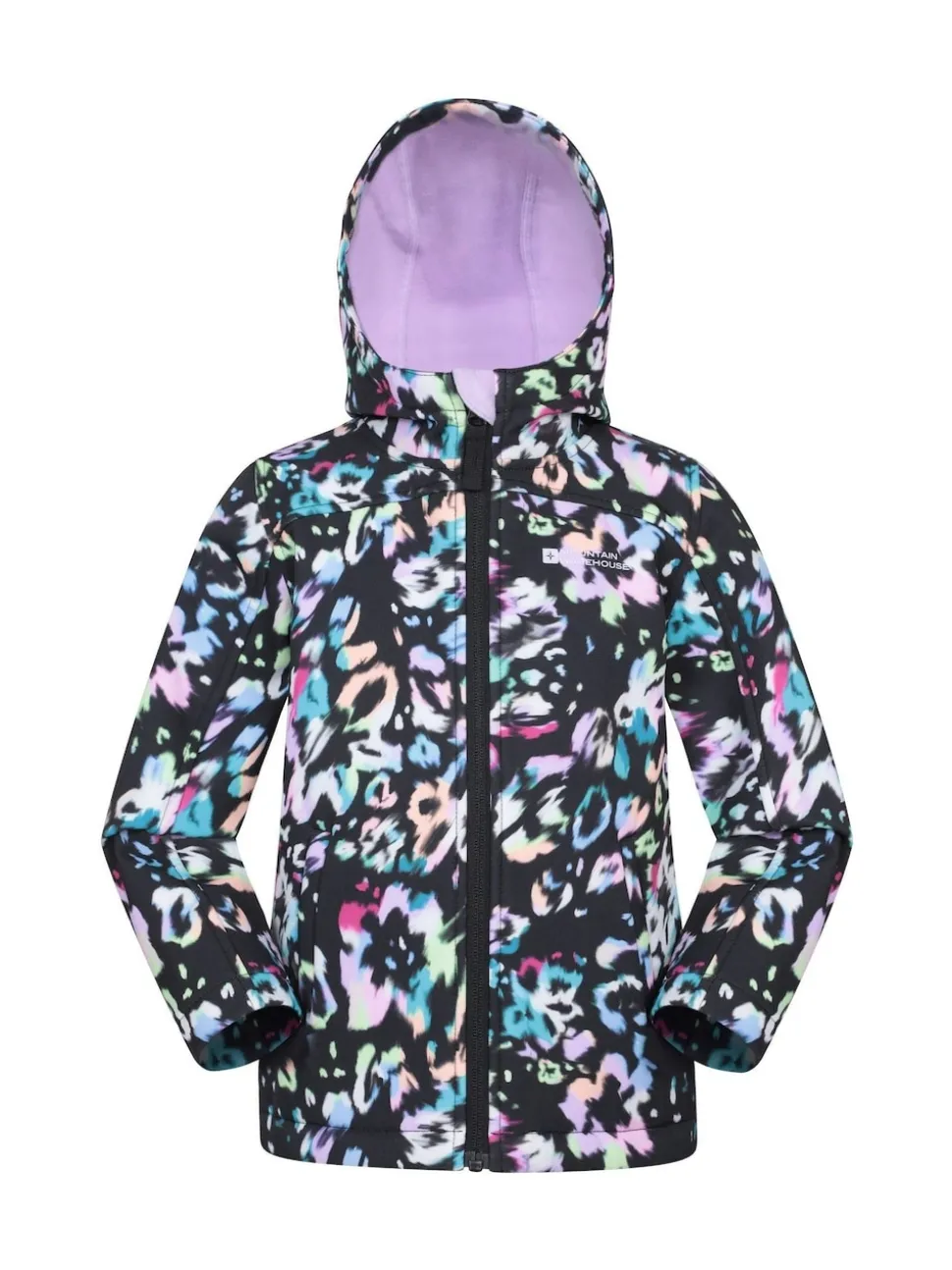 Mountain Warehouse Plum Purple Exodus Kids Printed Water-Resistant Softshell Jacket