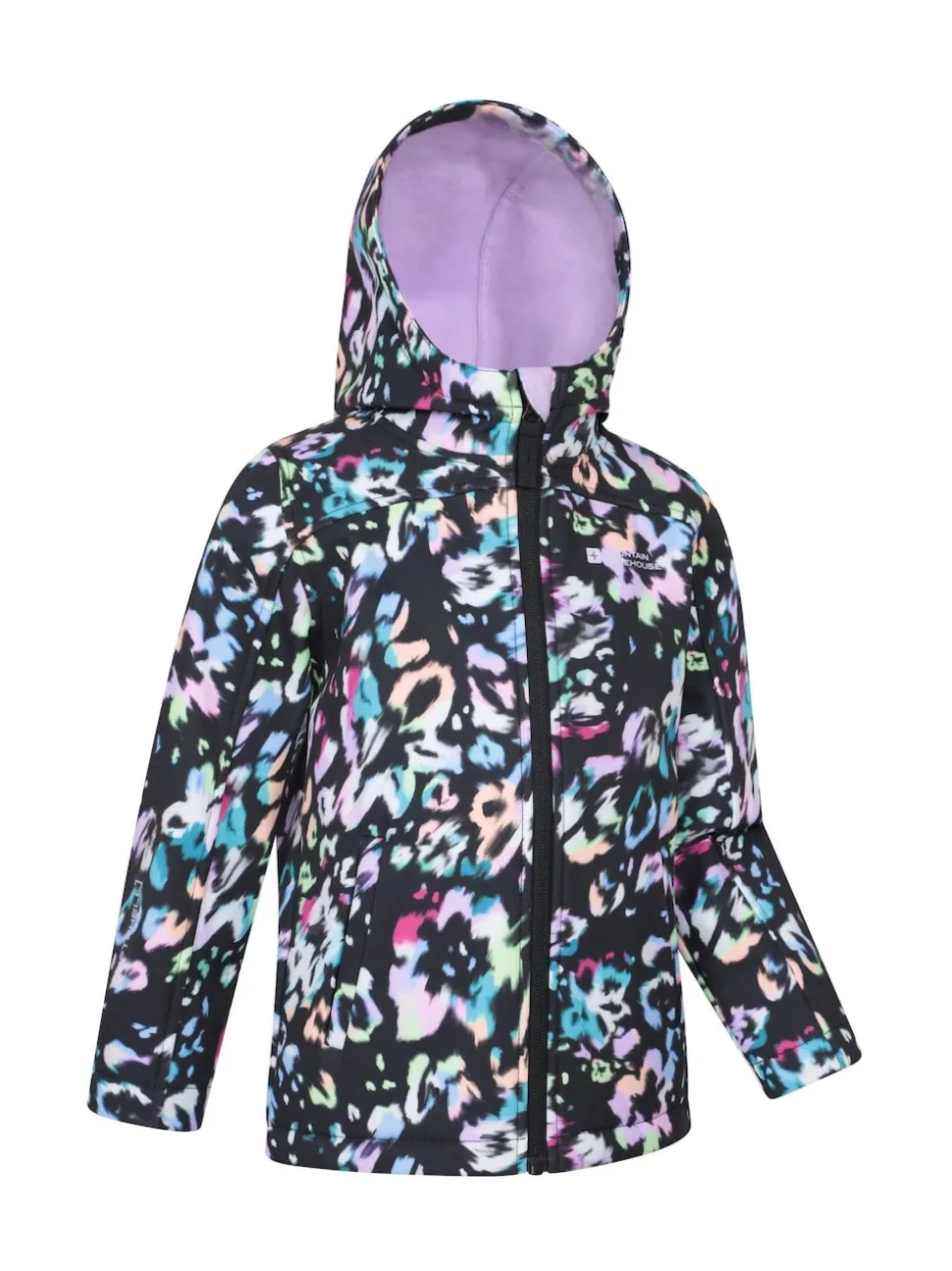 Mountain Warehouse Plum Purple Exodus Kids Printed Water-Resistant Softshell Jacket
