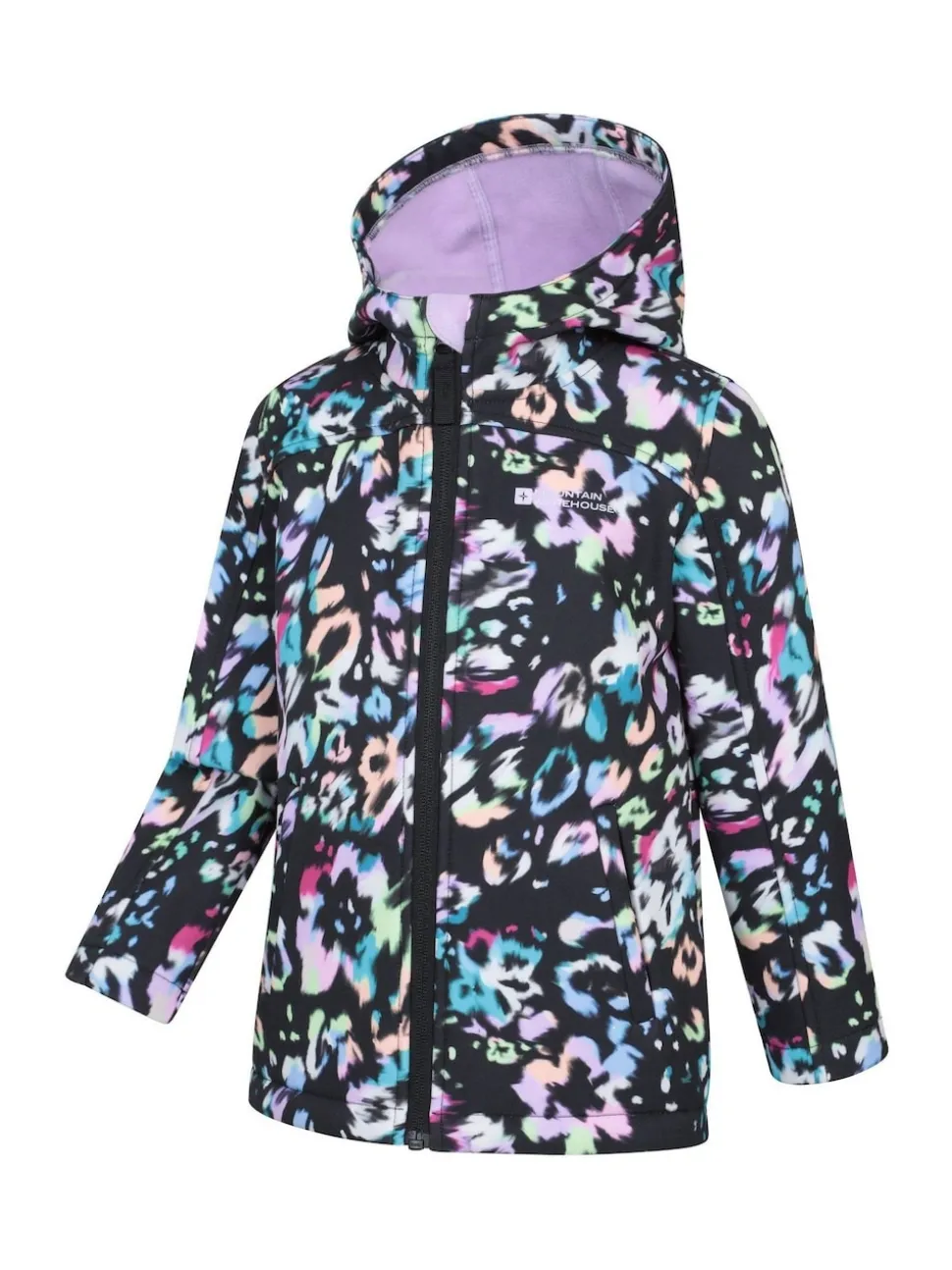 Mountain Warehouse Plum Purple Exodus Kids Printed Water-Resistant Softshell Jacket