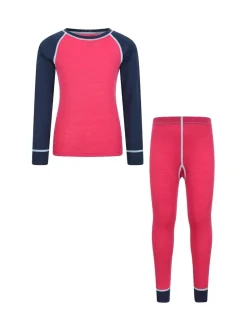 Mountain Warehouse Purple Kids Merino II Thermal Top And Trousers Set